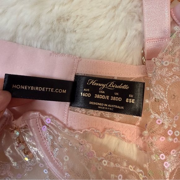 NWT Honey Birdette Angelica Plunge Pink bra 38DD/E - Picture 9 of 16
